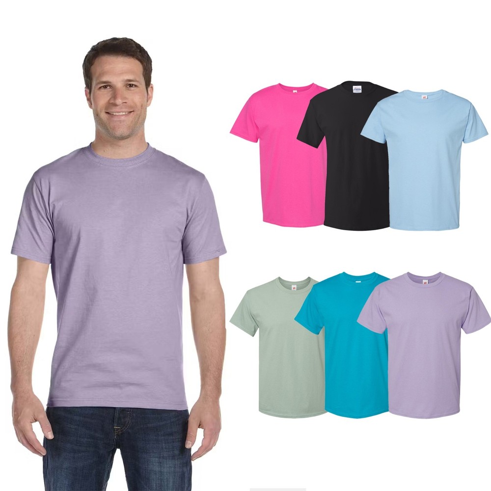 Hanes Essential-T Men’s T-Shirt, Crew Neck Cotton Tee 6-Pack Mixed Color, S-5XL