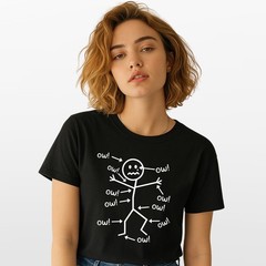 Funny Stick Figure ‘Ow’ T-Shirt Sarcastic Pain Humor Graphic T Shirt Unisex Tee
