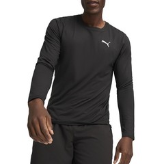 PUMA Run Cloudspun Crew Neck Long Sleeve Athletic T-Shirt Mens Black Casual Tops