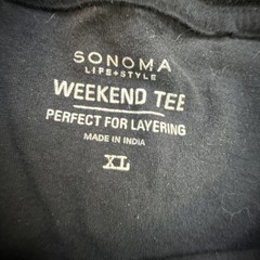 Sanoma Weekend Tee Mens Long Sleeve Pullover 100% Cotton Easy Care Black Size XL