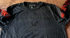 TRUE RELIGION Black w/ Red Floral Print LS “Crafted With Pride” Shirt T-Shirt L