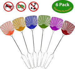 Supreme Bug & Fly Swatter 6-Pack – Braided Metal Handle 6 Pack Fly Swatters, Mul
