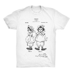 Raggedy Ann Patent T-Shirt. Rag Doll Premium Cotton Tee. Black White or Gray NEW