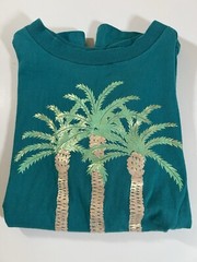 Vintage 90s single stitch blue green Hawaii gold foil palm trees sz L graphic