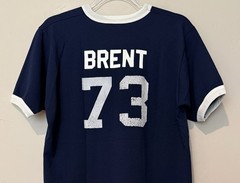 Vintage Russell Athletic Knit Ringer Tee Mens L Navy White BRENT 73 Jersey USA