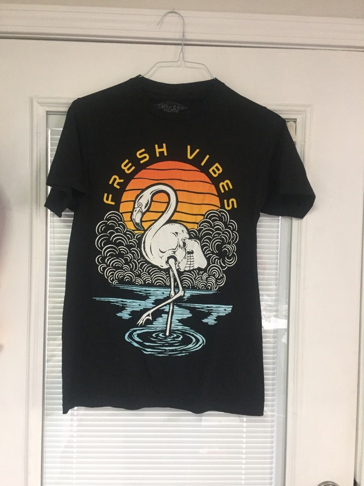 Fresh Vibes Flamingo Graphic Tshirt Adult Size Small PreOwned Good
