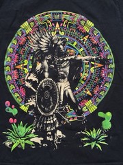 RARE Mayan Aztec Warrior/Calendar T Shirt Sz S 100% Cottton