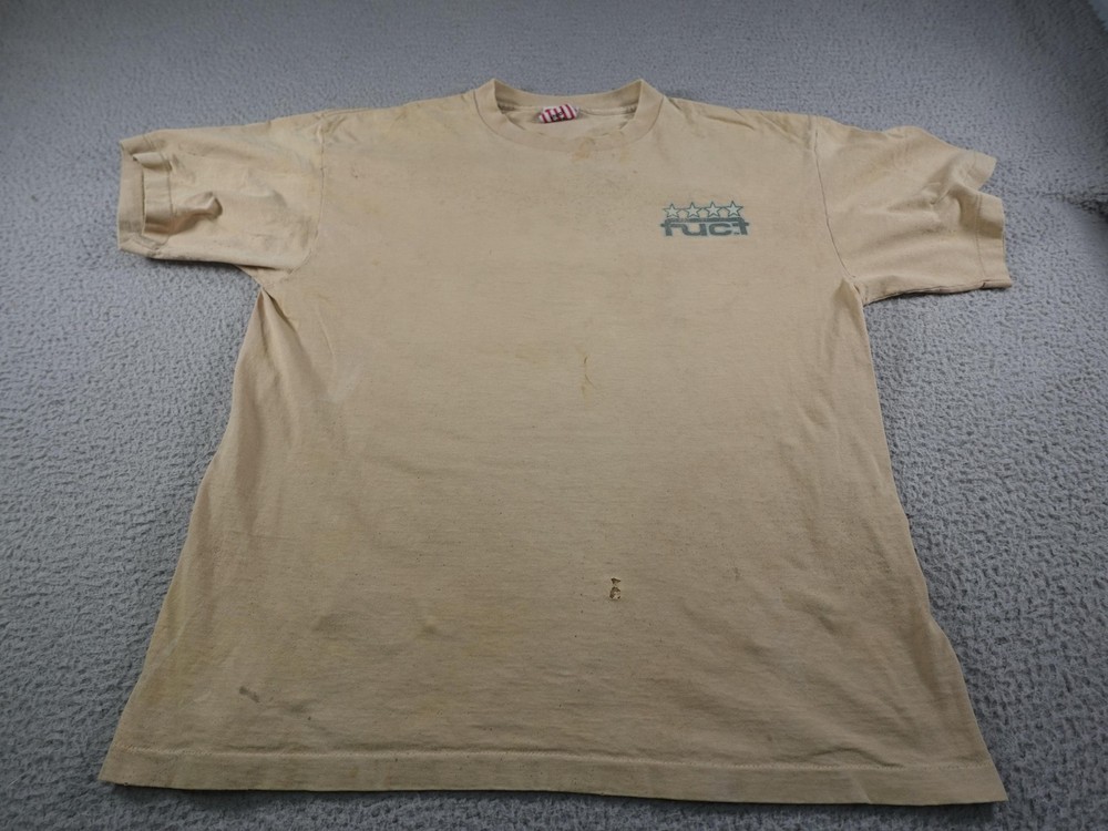 Vintage 90s Fuct Shirt Mens XL Beige Skate Single Stitch Skateer Distressed Rare