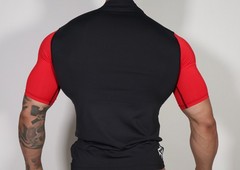 MEN’S BLACK/RED COMPRESSION SHIRT SIZE LG.