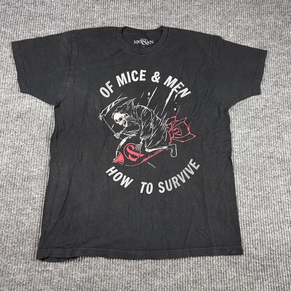 Of Mice & Men Band Shirt Mens L Black How To Survive Grim Reaper Graphic Tee