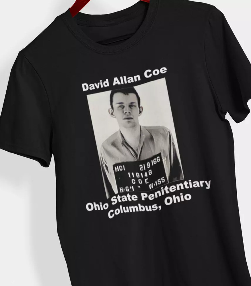 David Allan Coe Mugshot black T-shirt short sleeve All sizes S-5Xl 2F301