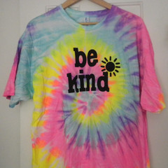Unisex 2X Tee T-shirt “Be Kind” Tie Dye Pink Yellow rainbow Short Sleeve Pride