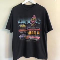 Vintage J. Galt T-Shirt 1984 Hot Rod Als Burgers Drive In Black Graphic Tee Sz L