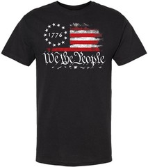 We the People 1776 Distressed US Flag T-Shirt USA Independence Day Patriotic Tee