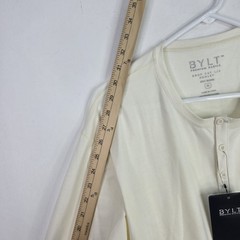 BYLT Premium Basics Men’s XL Drop Cut Lux Shirt Long Sleeve Henley Off White NWT