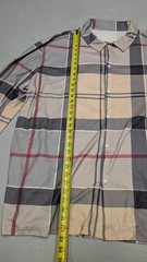Men’s 6XL Gray Beige Plaid Button Front Shirt Long Sleeve Lightweight Stretch