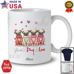 Custom Name Just A Pug In Love; Lovely Valentine Hearts Family T-Shirt