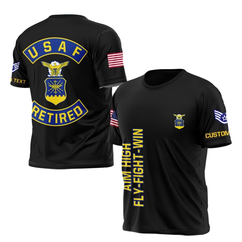 Customized US Air Force Retired Military All Over Printed 3D shirt S-5XL