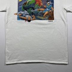 Street Fighter II Graphic T-Shirt White Retro Gaming 1991 Men’s M Double Sided