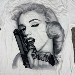 Fearless Monroe Shirt Mens Medium White Gun Graphic Tee Streetwear Art M