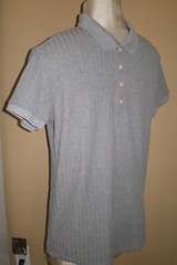 NITAGUT Mens GREY * GRAY Casual Short Sleeve Collared Ribbed Knit POLO Shirt S