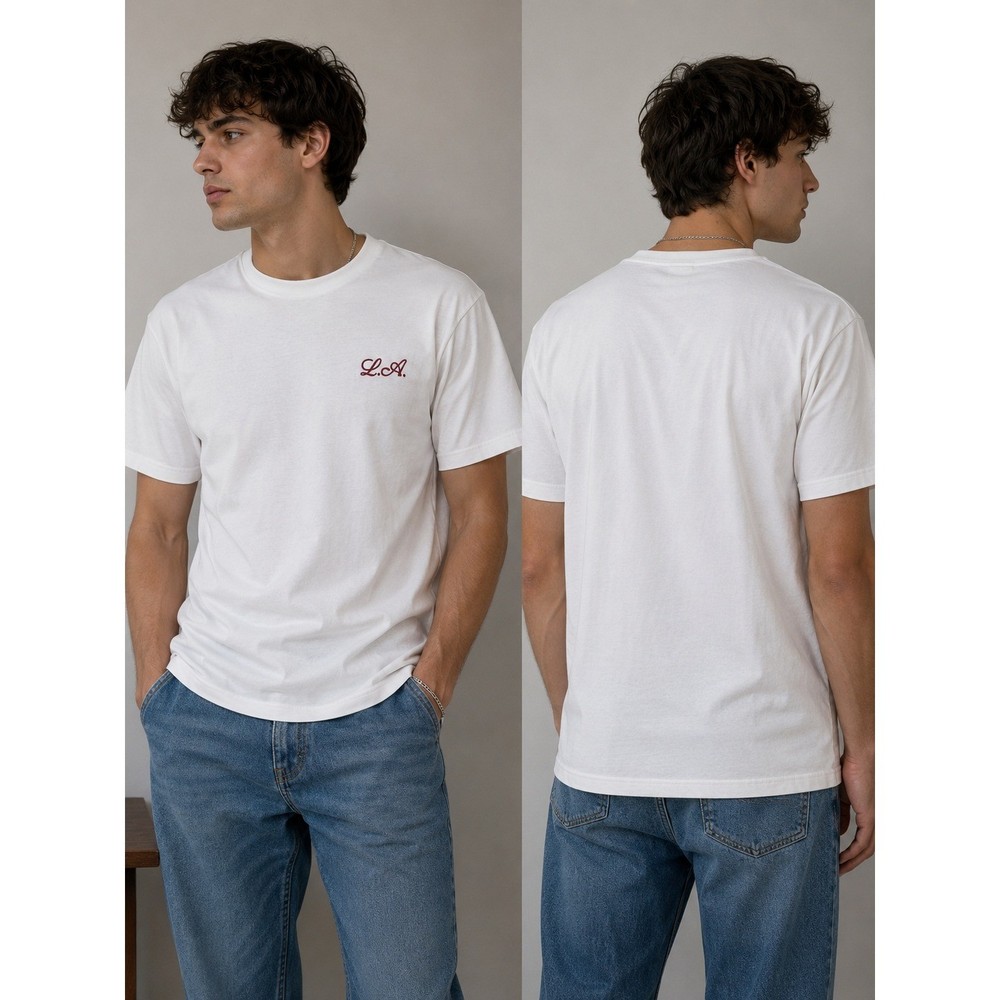 PS Basics PacSun Mens Shirt Small White LA Script Regular Fit Streetwear NWT