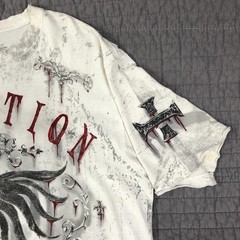 Affliction Shirt Men XL White Tried True Trademark Eagle Graphic Biker Red Foil