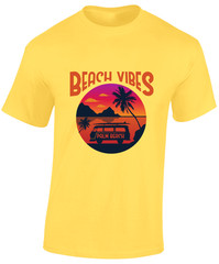 BEACH VIBES MENS T SHIRT SUMMER HOLIDAY CASUAL CLOTHING FASHION GIFT TOP
