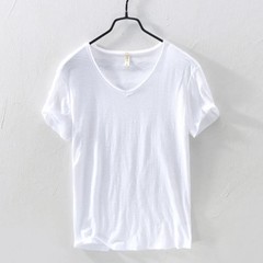 2026 New Mens T Shirt Pure Color V Collar Short Sleeved Tops Tees Men T-Shirt.