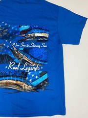 Reel Legends mens Shirt Medium blue from sea to shining sea