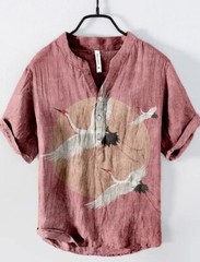 Mens Short Sleeve T-shirt Tops Ladies Cotton Linen Casual Shirt Loose Blouse Tee