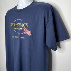 Vintage 90s Blue Graphic T-shirt Size XL Golden Age Air Museum Aviation Bethel