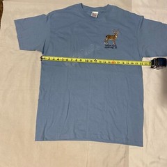 Outdoor World Sturbridge Resort Massachusetts Deer Buck Baby Blue Tshirt – L