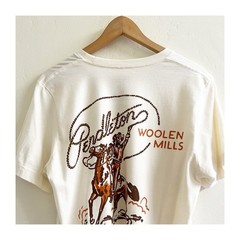Pendleton Men’s Graphic T-Shirt Woolen Mills Rodeo Horse Size Medium Beige