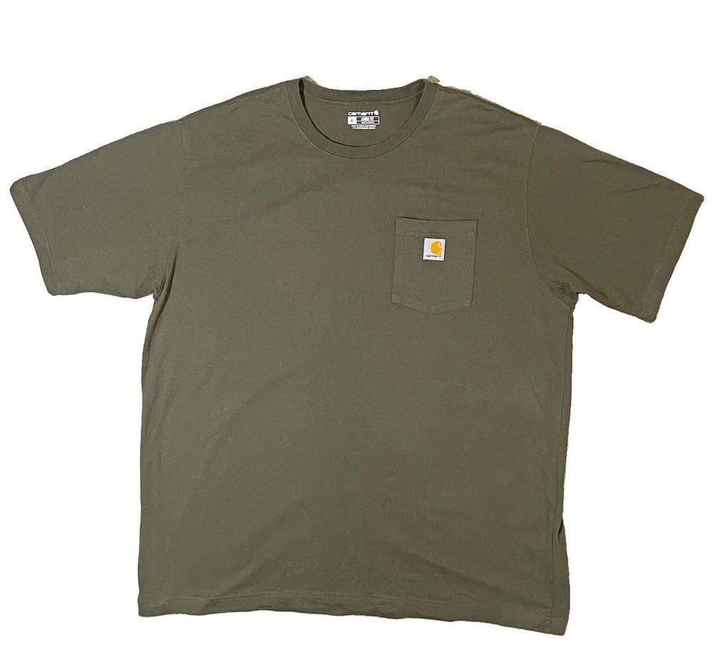 Carhartt K87 Pocket T-Shirt Men’s XL Olive Green Loose Fit Heavyweight Cotton