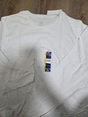 George Men’s White Long Sleeve Crew Neck 100% Cotton Pocket T-Shirt L/G
