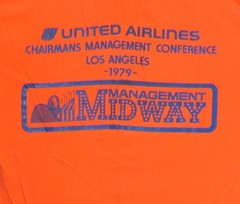 United Airlines Vintage T Shirt 1970’s Tuxedo Allover Management Midway 1979 LA