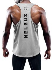 NELEUS ‘Dry Fit Logo Muscle’ Mesh Tank Top Men’s L Gym Workout Exercise Grey NWT