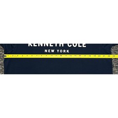 Kenneth Cole New York Mens Legion Blue Graphic Logo T-Shirt Tipped Trim L NEW