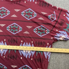 ASOS T-Shirt Men’s L Burgundy Southwestern Geometric Tribal Print Cotton Short
