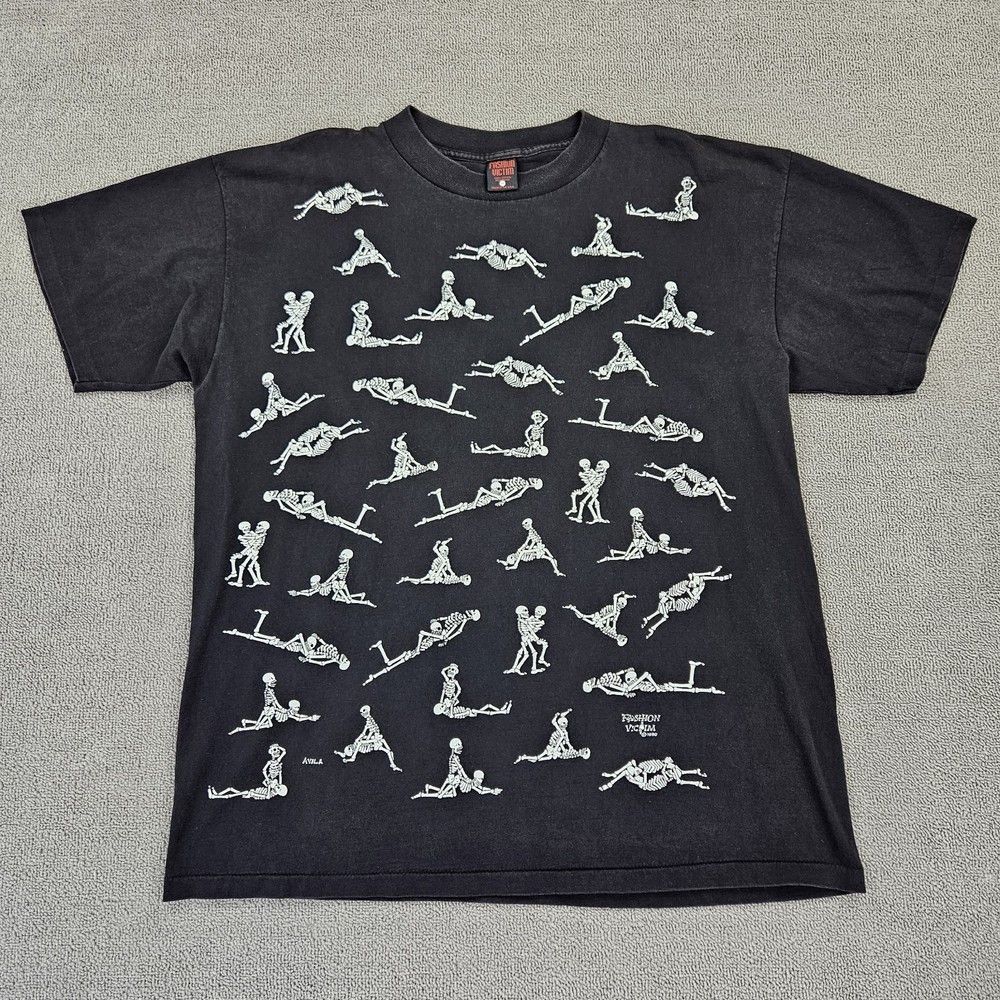 Fashion Victim Skeletons Men’s XL Shirt Vintage 90s Glows In The Dark Tee Boning