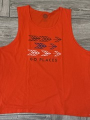 2016 Life is Good Bright Orange Go Places Tank Top Slim Fit Mens Size 2XL