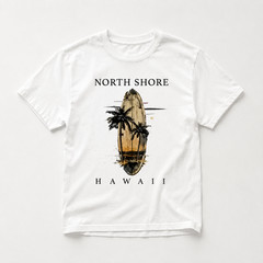 Short-Sleeve T-Shirt with North Shore Hawaii Elements, Surfboar