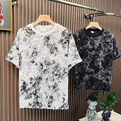 Men Luxury Fashion Trendy Diamond Ripped Hole Casual Summer Streetwear T-Shirt