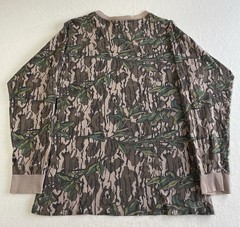 Vtg LG Long Sleeve Mossy Oak Pocket Shirt Green Leaf Foliage USA Made See Pics