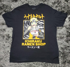 Naruto Ichiraku Ramen Shop Shirt Mens XL Black Graphic Tee Shippuden Anime Logo