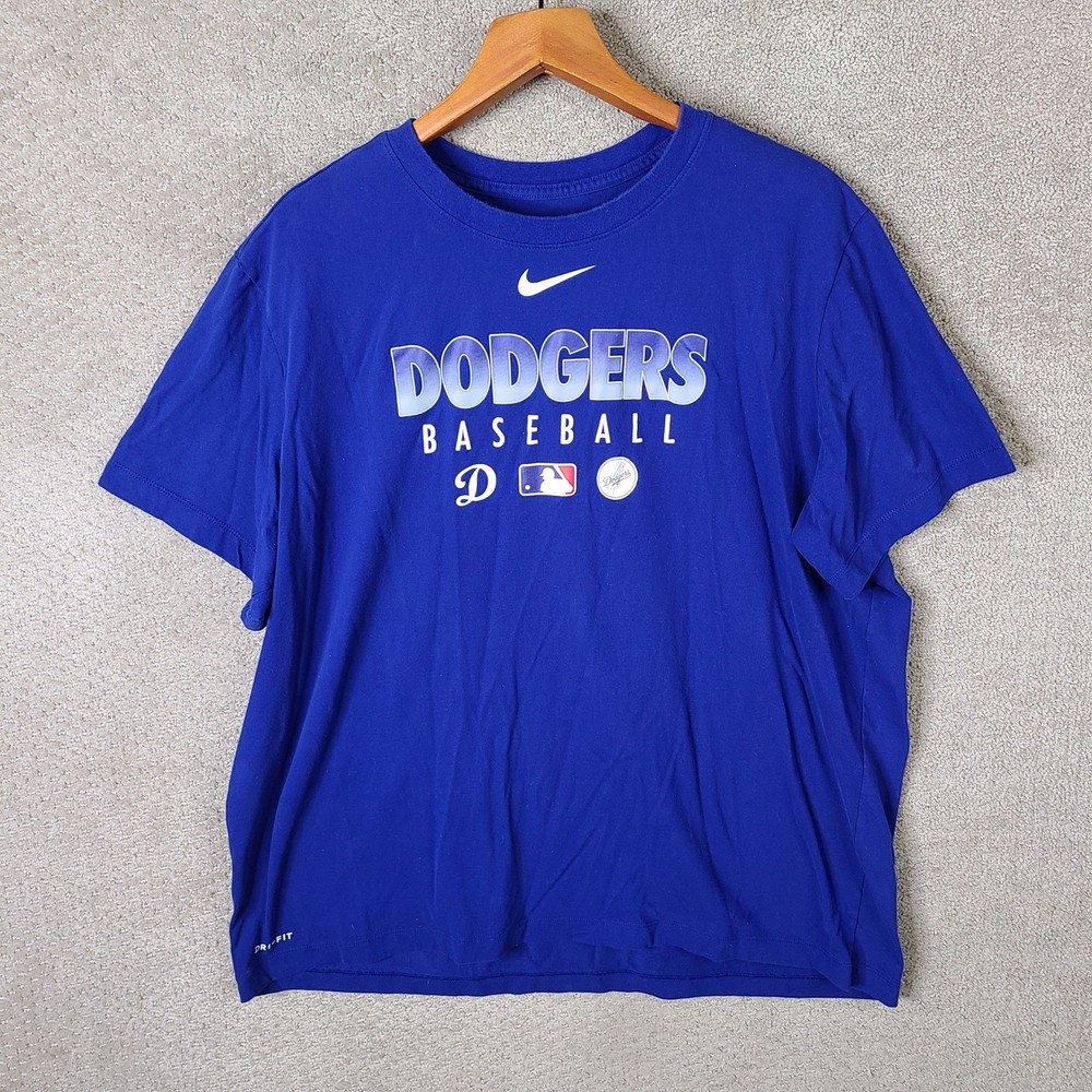 Nike Los Angeles Dodgers Shirt Mens XXL Blue Dri-Fit Baseball Tee MLB Authentic
