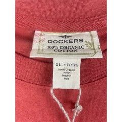Dockers Mens Long Sleeve Crew Neck T Shirt Coral Organic Cotton XL New