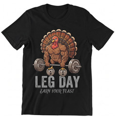 Leg Day Funny Thanksgiving Lifting Muscular Turkey Fitness T-shirt For Men Women