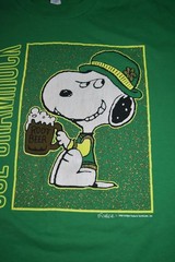 VTG 1990s Snoopy St Patricks Day Joe Shamrock Single Stitch Peanuts Green USA L
